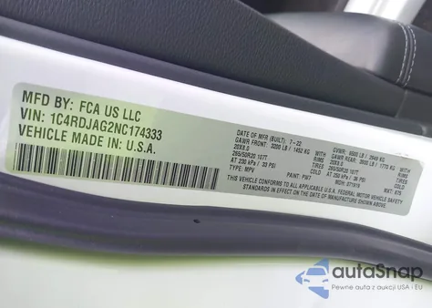 2022 Dodge Durango Sxt Awd from USA, damaged, VIN 1C4RDJAG2NC174333